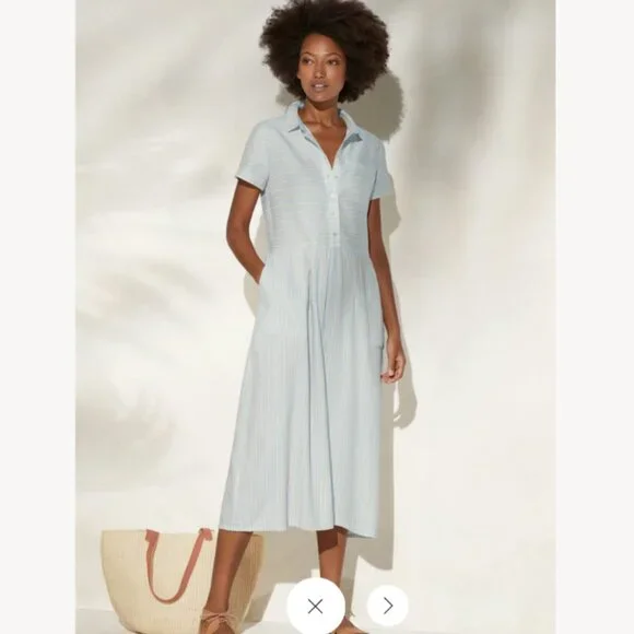 Poetry linen and cotton striped midi shirt dress, US Size 6 (UK10) - Picture 5 of 6